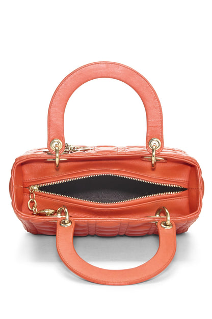 Dior, Orange Cannage Quilted Lambskin Lady Dior Medium, Orange