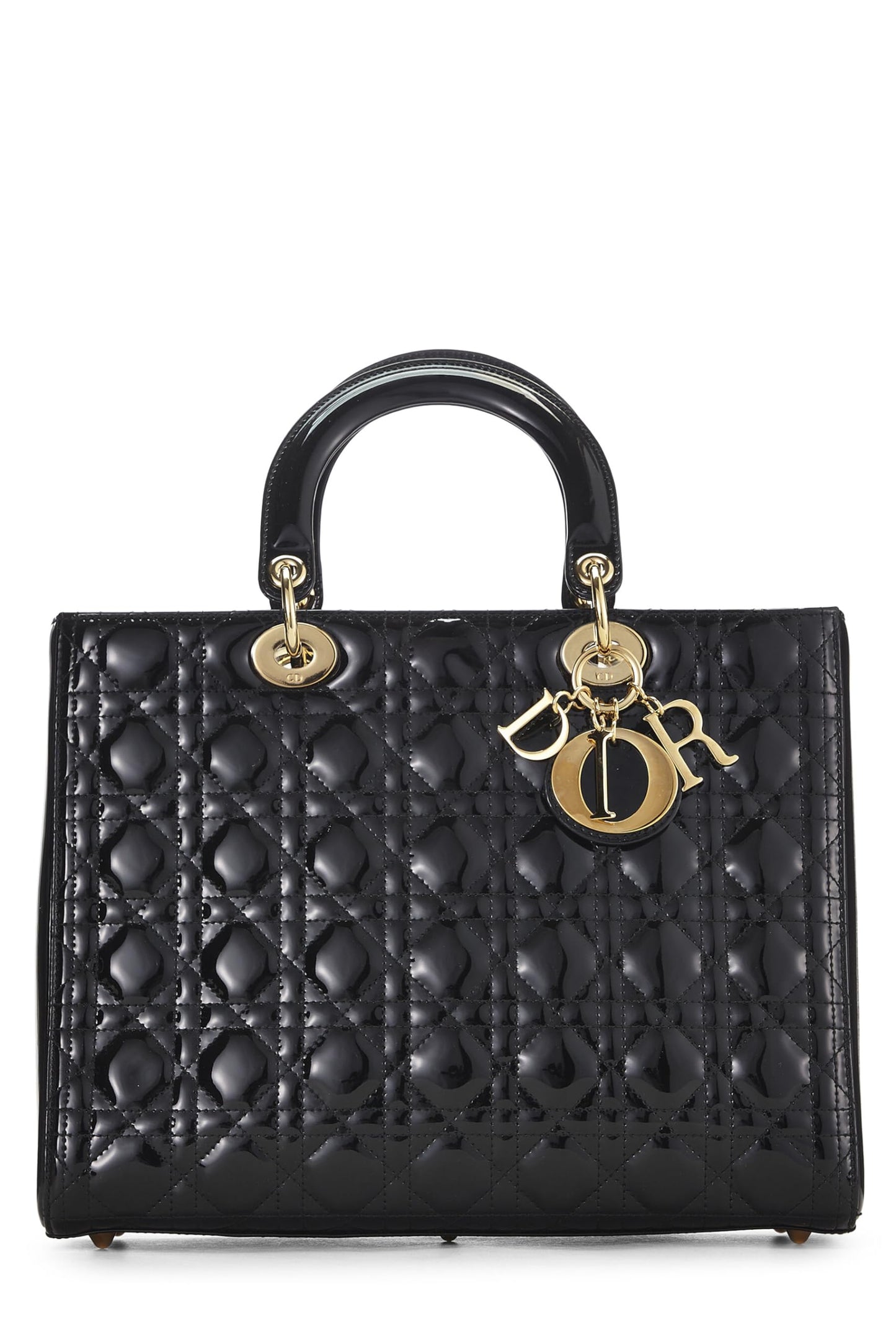 Dior, Black Cannage Patent Leather Lady Dior Large, Black