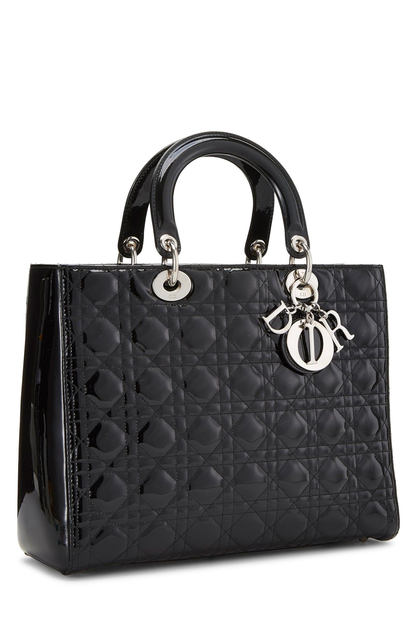Dior, Black Cannage Patent Leather Lady Dior Large, Black
