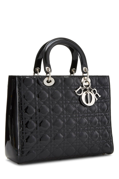 Dior, Black Cannage Patent Leather Lady Dior Large, Black