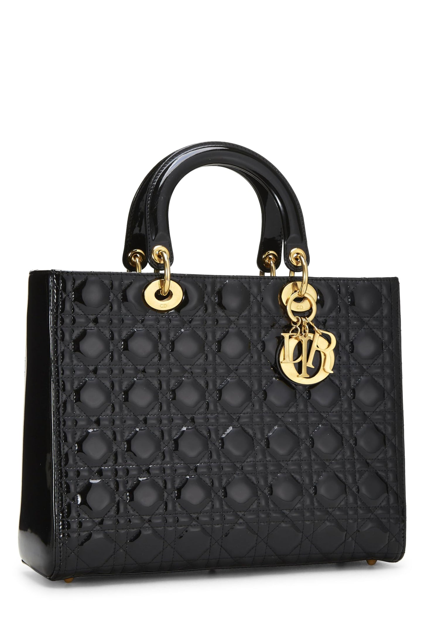 Dior, Black Cannage Patent Leather Lady Dior Large, Black