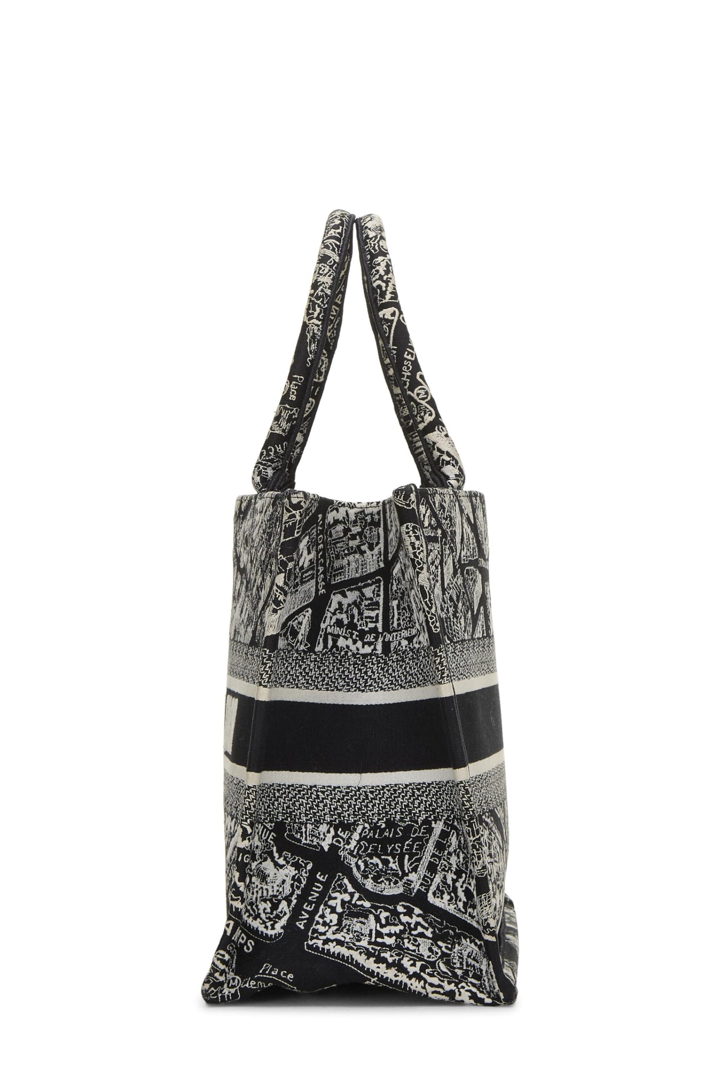 Dior, White & Black Canvas Plan de Paris Book Tote Medium, Black