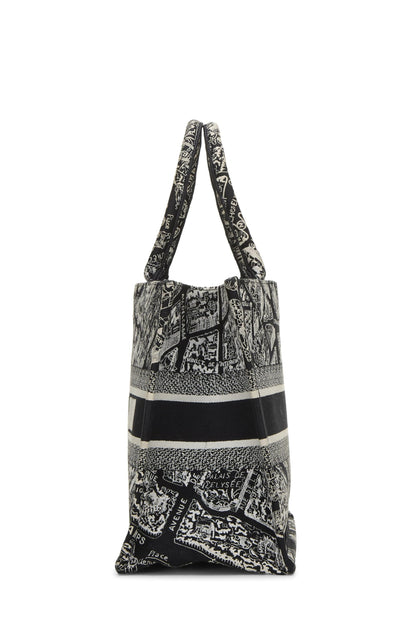 Dior, White & Black Canvas Plan de Paris Book Tote Medium, Black