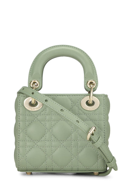 Dior, Green Lambskin Leather Lady Dior Micro, Green