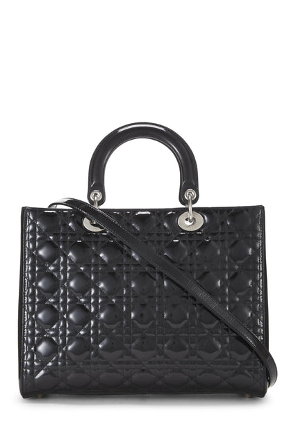 Dior, Black Cannage Patent Leather Lady Dior Large, Black