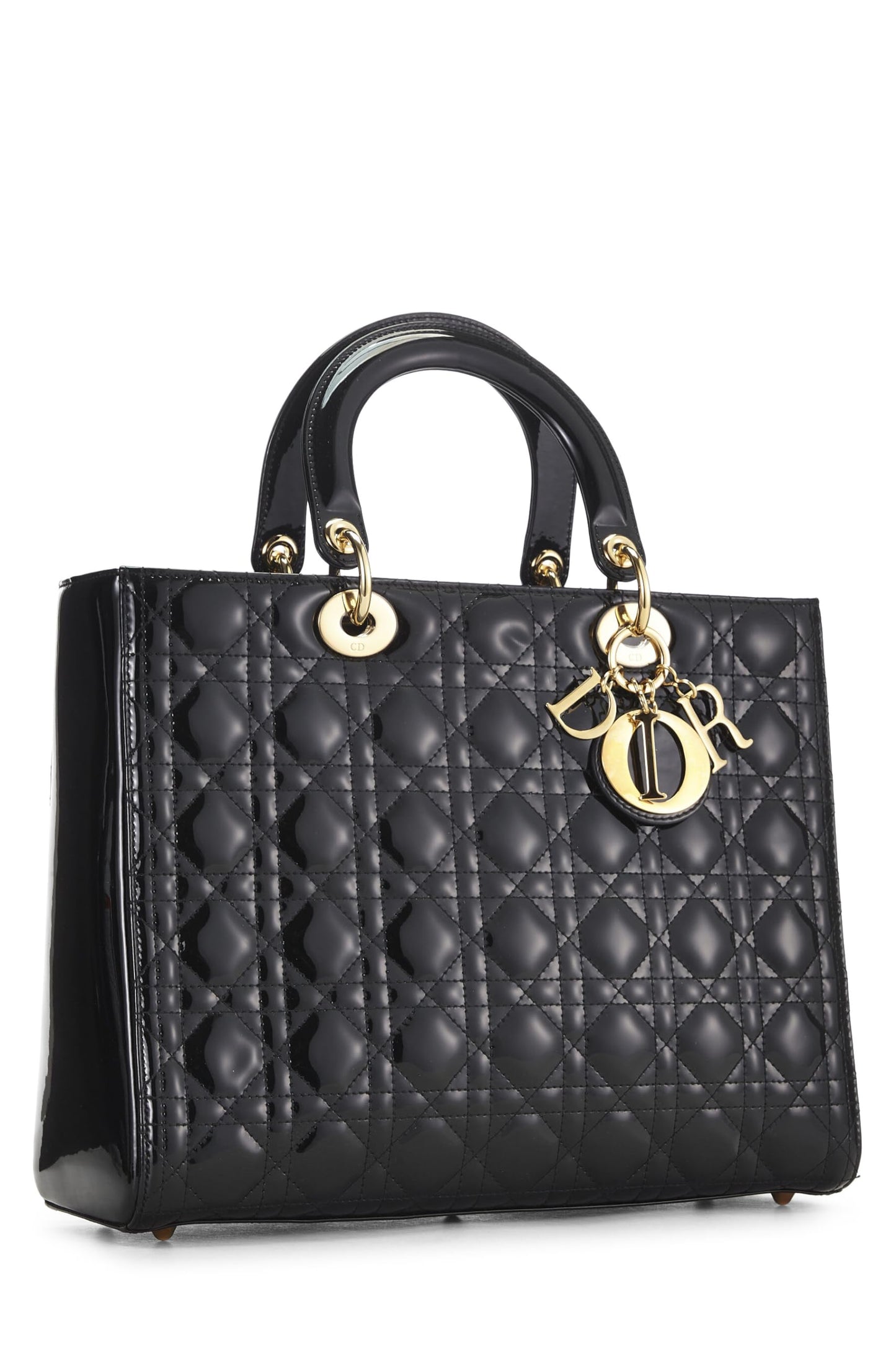Dior, Black Cannage Patent Leather Lady Dior Large, Black