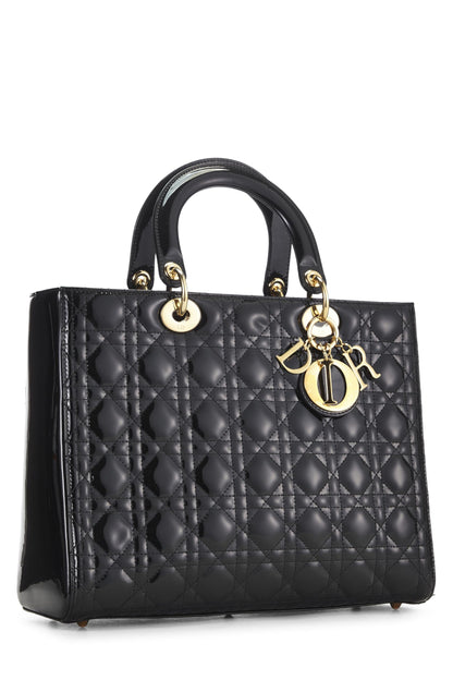 Dior, Black Cannage Patent Leather Lady Dior Large, Black