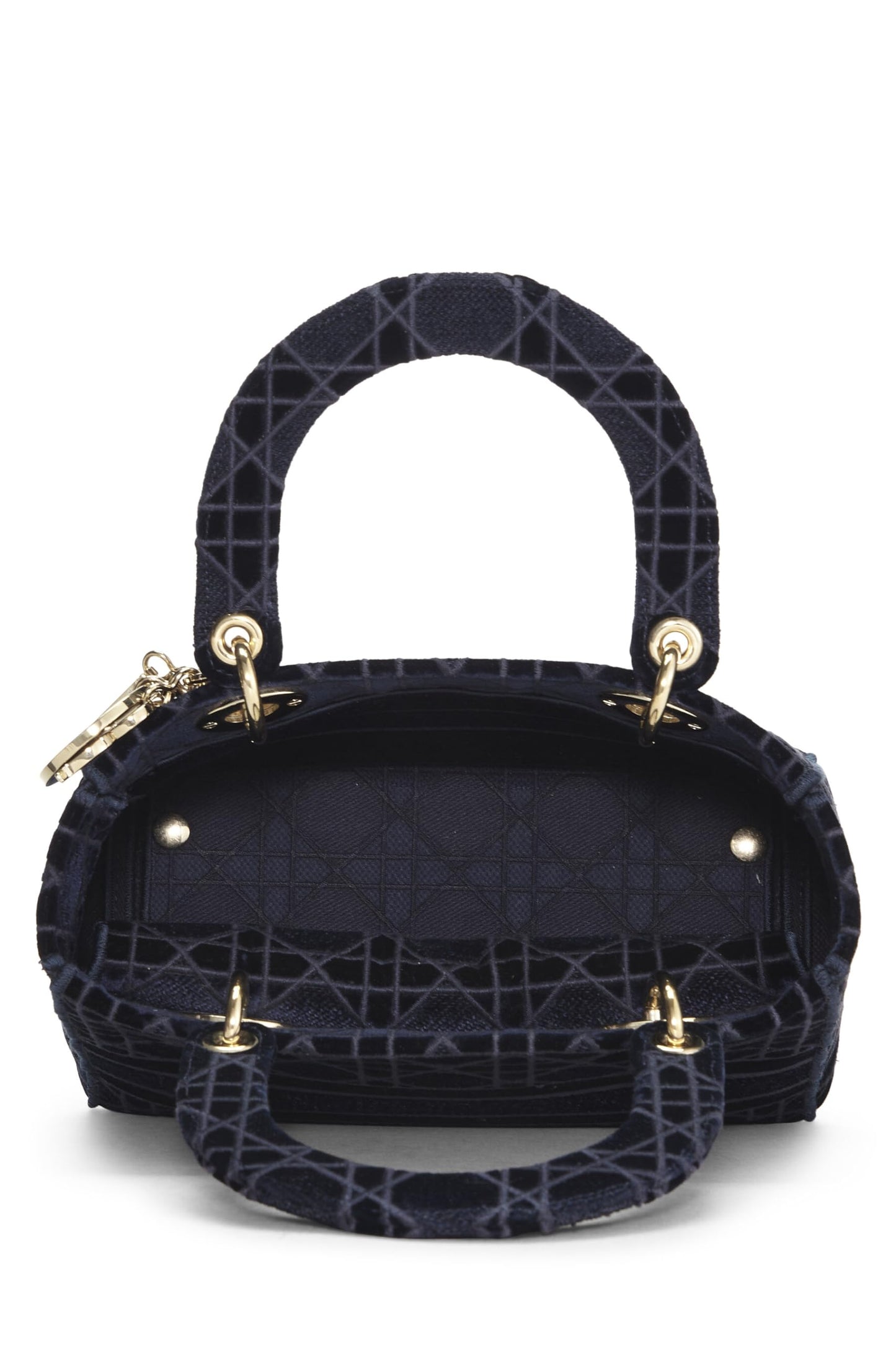 Dior, Blue Velvet Cannage Lady D-Lite Medium, Blue