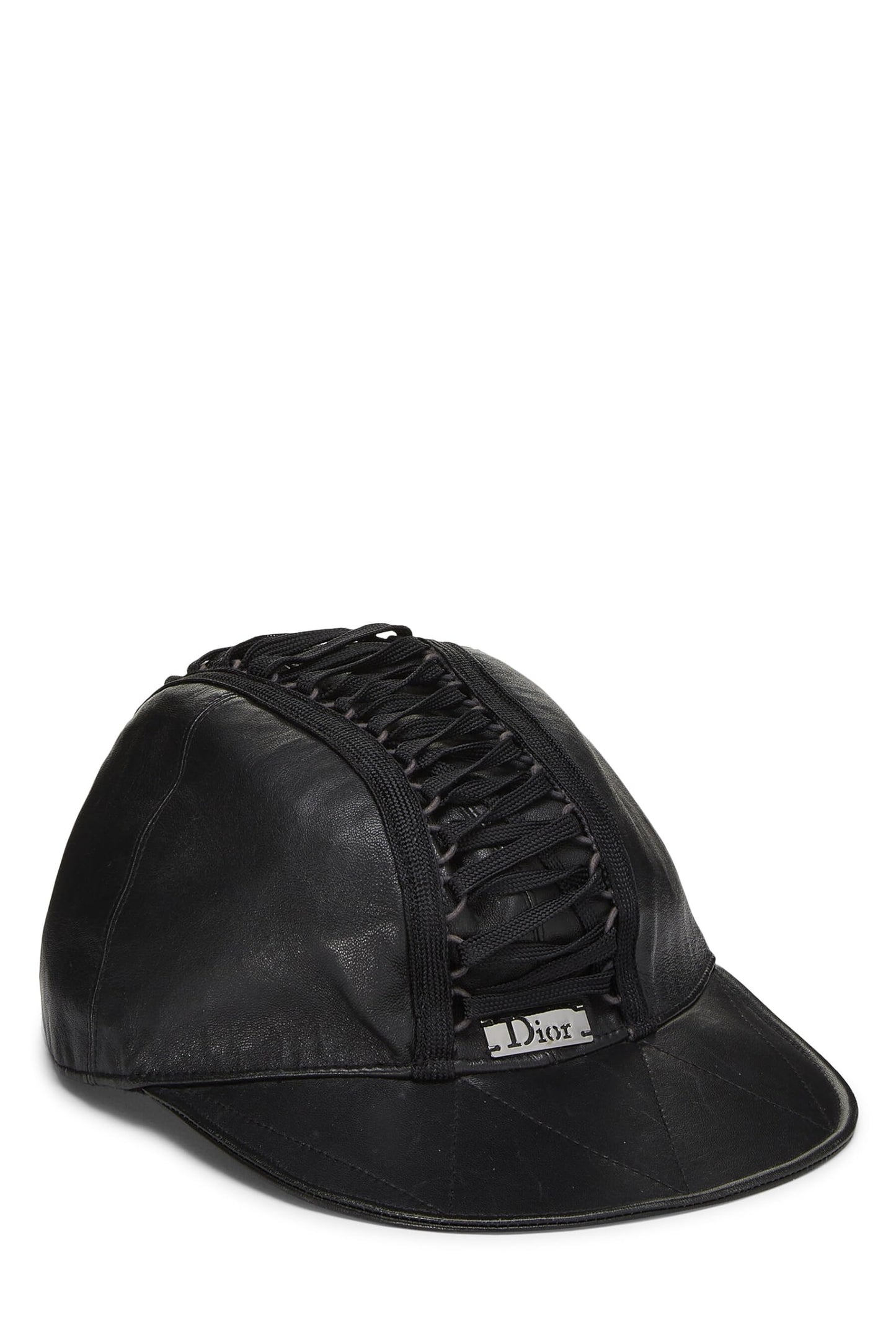 Dior, Black Leather Lace-up Cap, Black