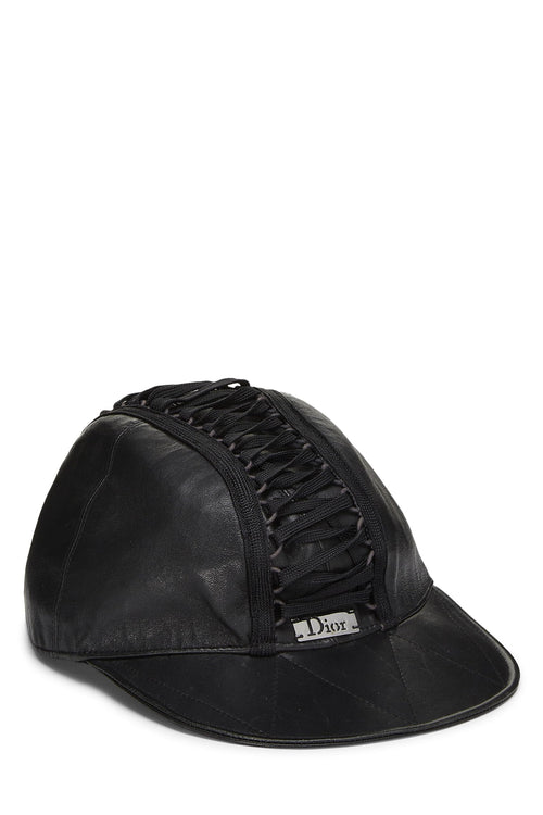 Dior, Black Leather Lace-up Cap, Black