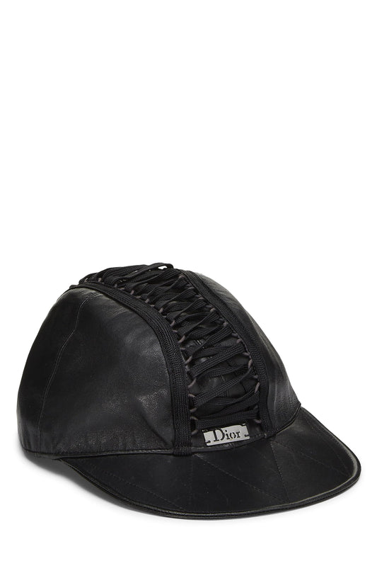 Dior, Black Leather Lace-up Cap, Black