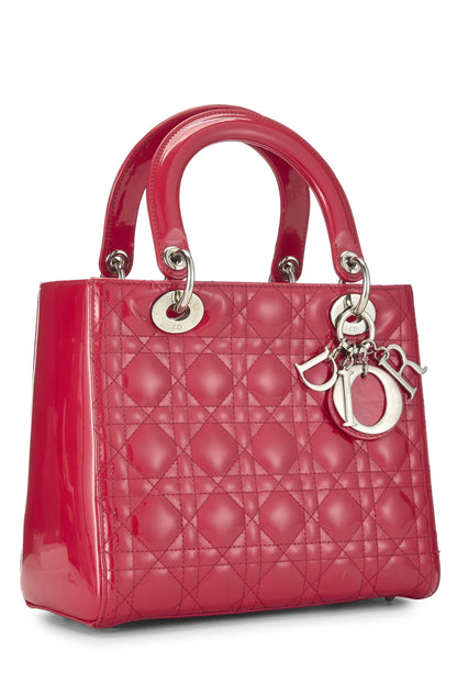 Dior, Red Patent Leather Lady Dior Medium, Pink