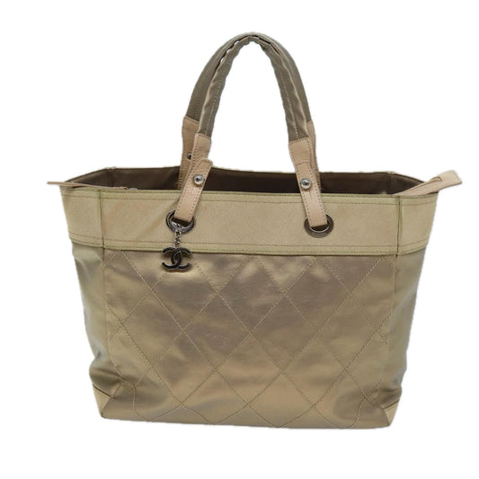 CHANEL Wild Stitch Tote Bag Leather Beige CC 72149