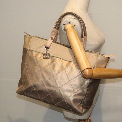 CHANEL Wild Stitch Tote Bag Leather Beige CC 72149