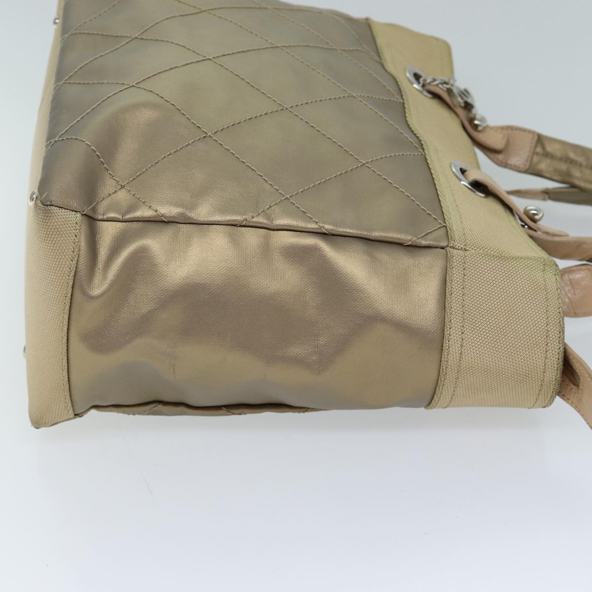 CHANEL Wild Stitch Tote Bag Leather Beige CC 72149