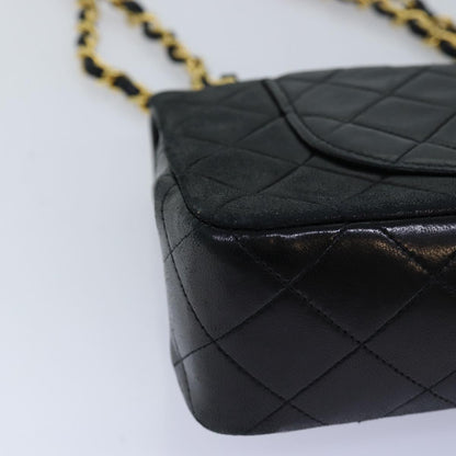 CHANEL Matelasse Chain Shoulder Bag Lamb Skin Black CC 72241A