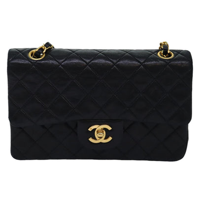 CHANEL Matelasse Chain Shoulder Bag Lamb Skin Black CC 72241A