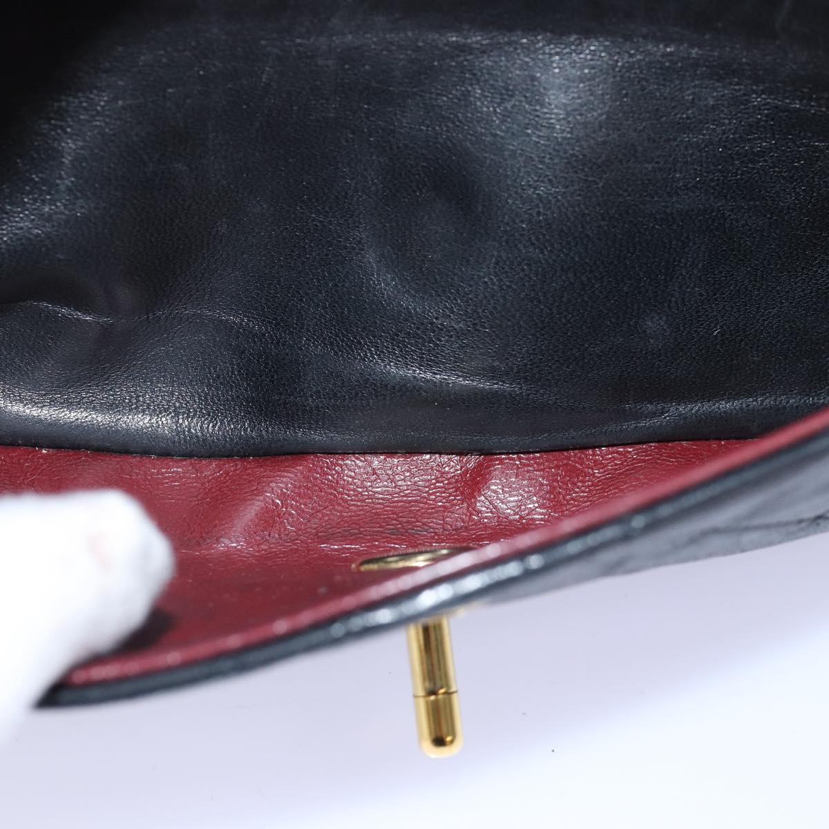 CHANEL Matelasse Chain Shoulder Bag Lamb Skin Black CC 72241A