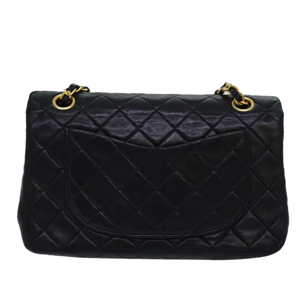 CHANEL Matelasse Chain Shoulder Bag Lamb Skin Black CC 72241A