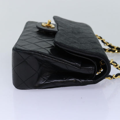 CHANEL Matelasse Chain Shoulder Bag Lamb Skin Black CC 72241A