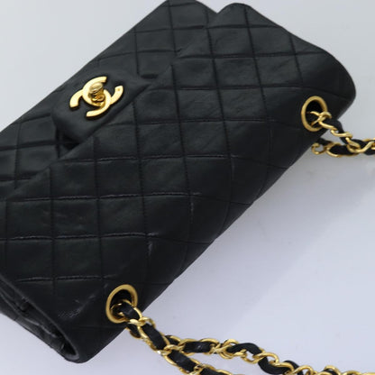CHANEL Matelasse Chain Shoulder Bag Lamb Skin Black CC 72241A