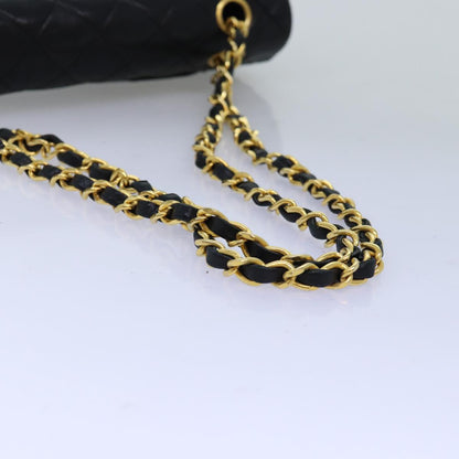 CHANEL Matelasse Chain Shoulder Bag Lamb Skin Black CC 72241A