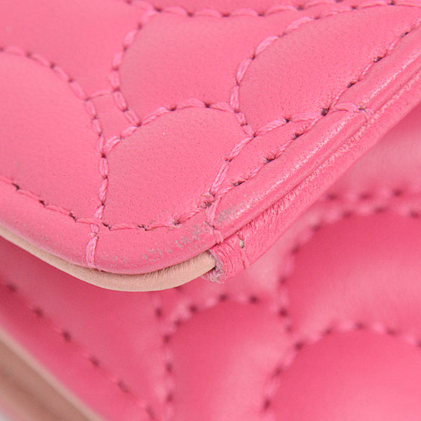 Chanel Camellia Lambskin Trifold Compact Wallet Pink