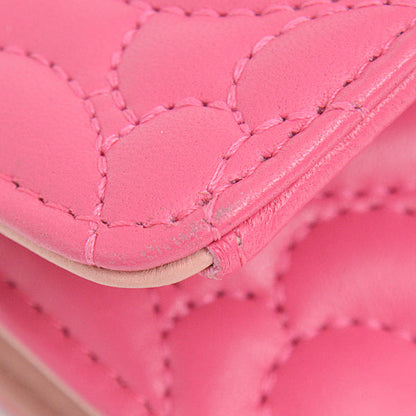 Chanel Camellia Lambskin Trifold Compact Wallet Pink