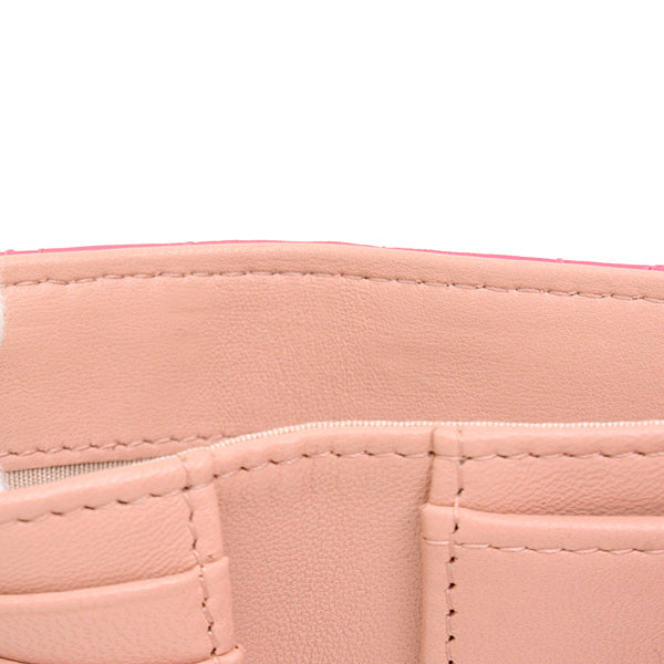 Chanel Camellia Lambskin Trifold Compact Wallet Pink
