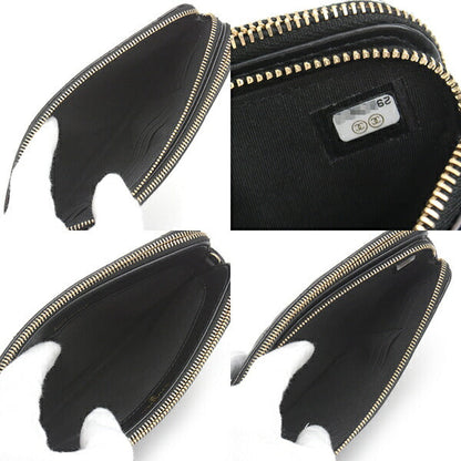Chanel Matelasse Pearl Chain Wallet Shoulder Bag Black
