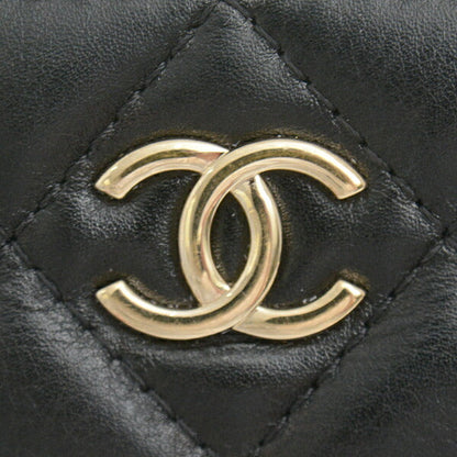 Chanel Matelasse Pearl Chain Wallet Shoulder Bag Black