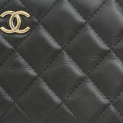Chanel Matelasse Pearl Chain Wallet Shoulder Bag Black