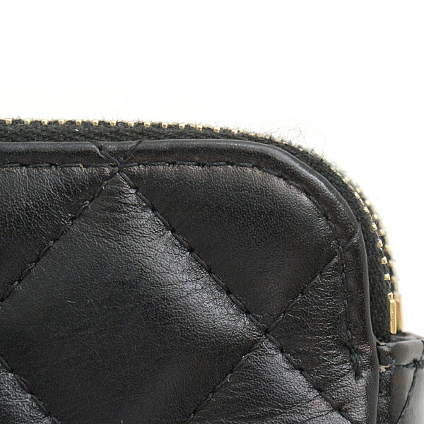 Chanel Matelasse Pearl Chain Wallet Shoulder Bag Black