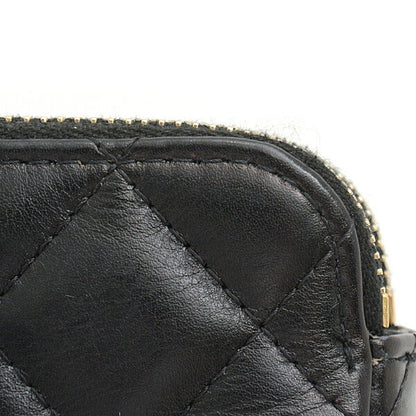 Chanel Matelasse Pearl Chain Wallet Shoulder Bag Black