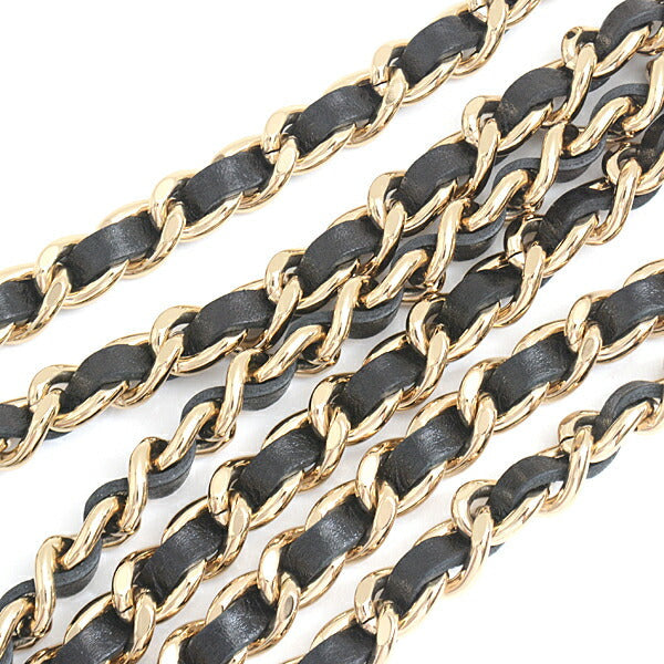 Chanel Matelasse Pearl Chain Wallet Shoulder Bag Black