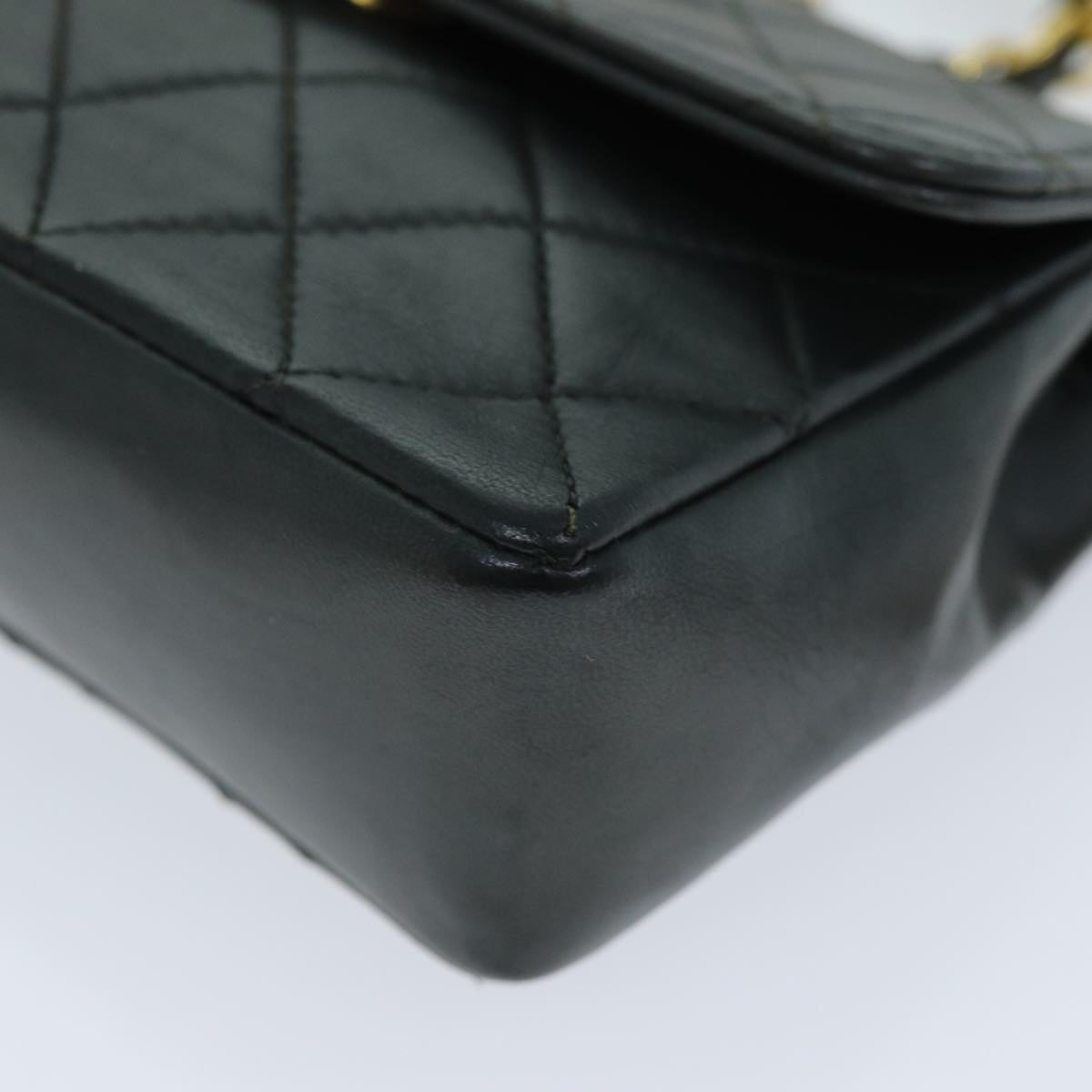 CHANEL Mini Matelasse Turn Lock Chain Bag Lamb Skin Black CC 72435A