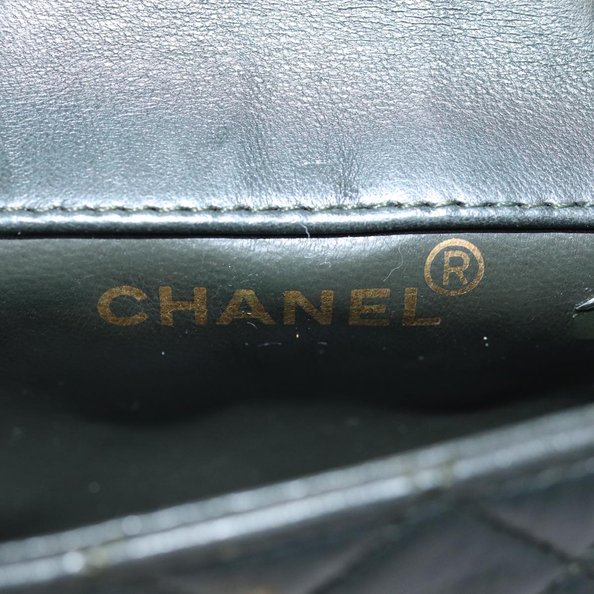 CHANEL Mini Matelasse Turn Lock Chain Bag Lamb Skin Black CC 72435A