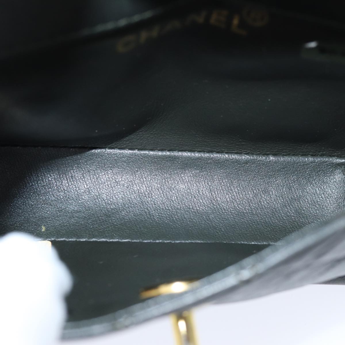 CHANEL Mini Matelasse Turn Lock Chain Bag Lamb Skin Black CC 72435A