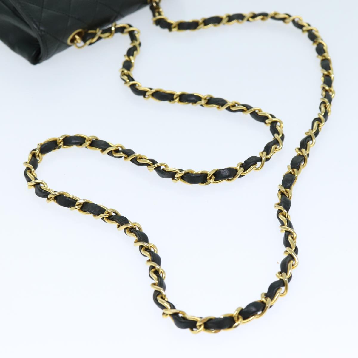 CHANEL Mini Matelasse Turn Lock Chain Bag Lamb Skin Black CC 72435A