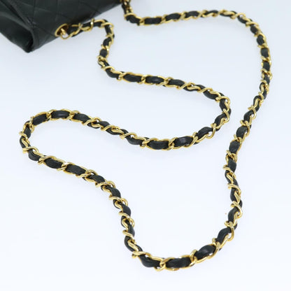 CHANEL Mini Matelasse Turn Lock Chain Bag Lamb Skin Black CC 72435A