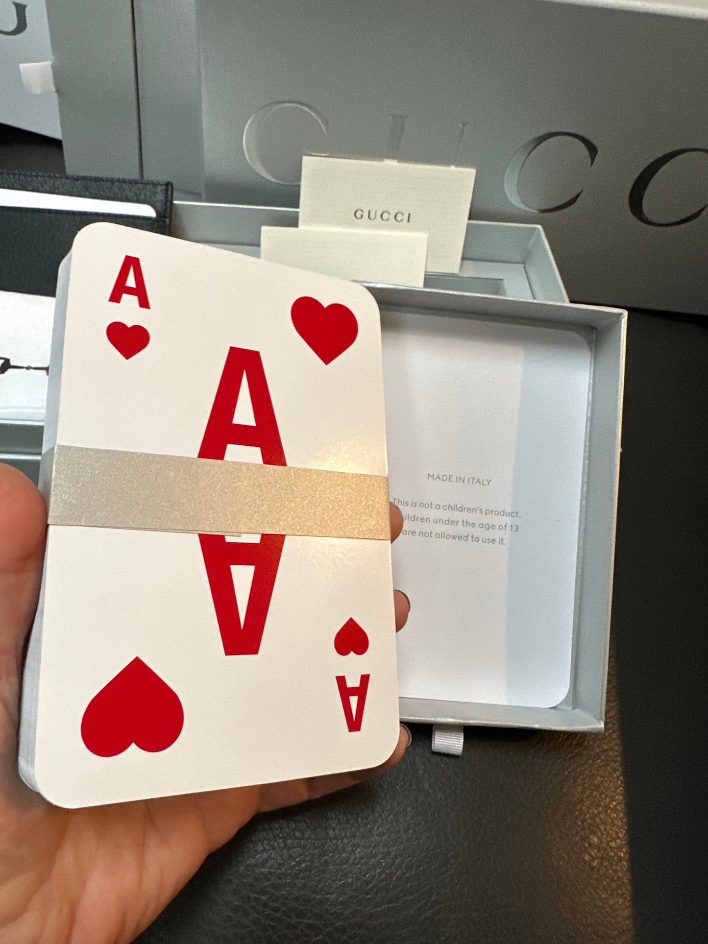 Gucci Card Case with Horsebit in Limited Edition Gift Box with Oversized Playing Cards