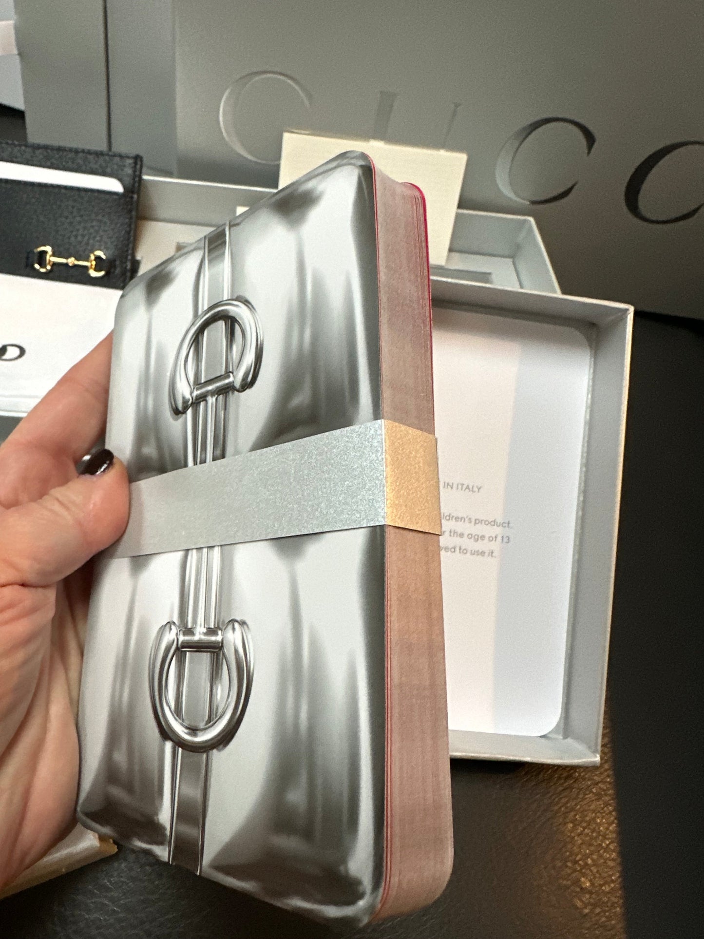 Gucci Card Case with Horsebit in Limited Edition Gift Box with Oversized Playing Cards