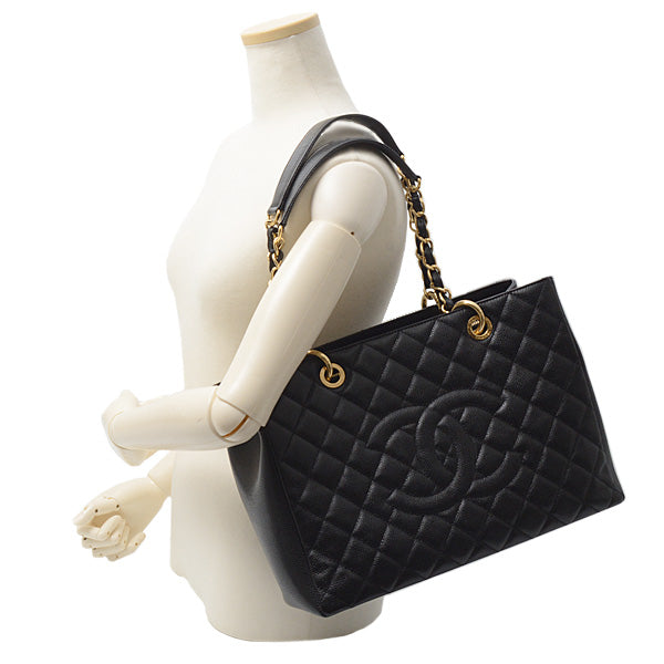 Chanel Caviar Skin Chain Shoulder Bag Black