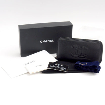 Chanel Caviar Skin Long Wallet Black