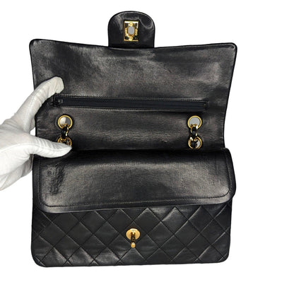 Chanel 90s Classic Black Lambskin Quilted Small Double Flap