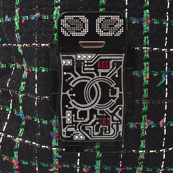 Chanel Tweed Robot Design Tote Bag Black