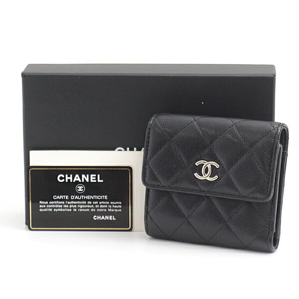 Chanel Caviar Skin Trifold Wallet Black