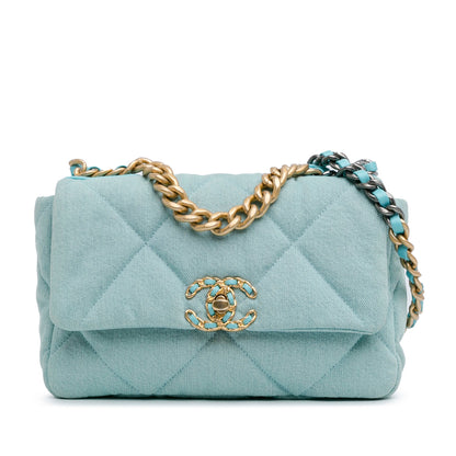 Blue Chanel Medium Denim 19 Flap Satchel