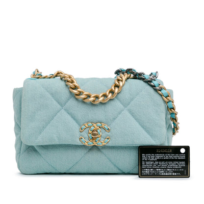 Blue Chanel Medium Denim 19 Flap Satchel