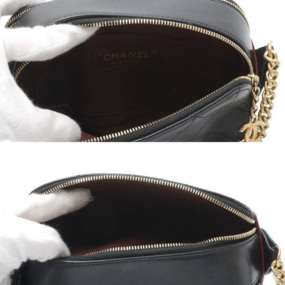 Chanel Matelasse Chain Shoulder Bag Black Bordeaux